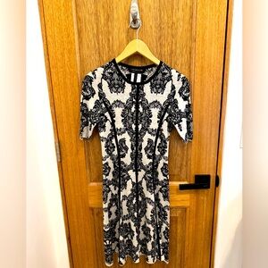 BCBGMaxAzria Black and White Lace Pattern Dress